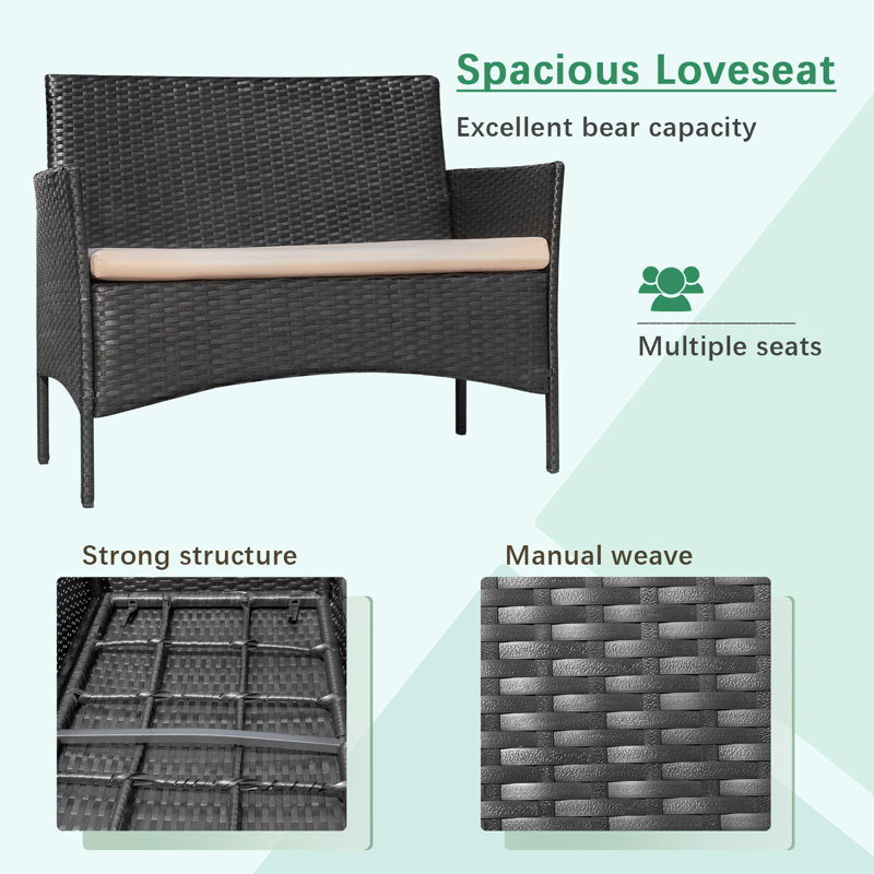 Donn 4 piece rattan sofa discount